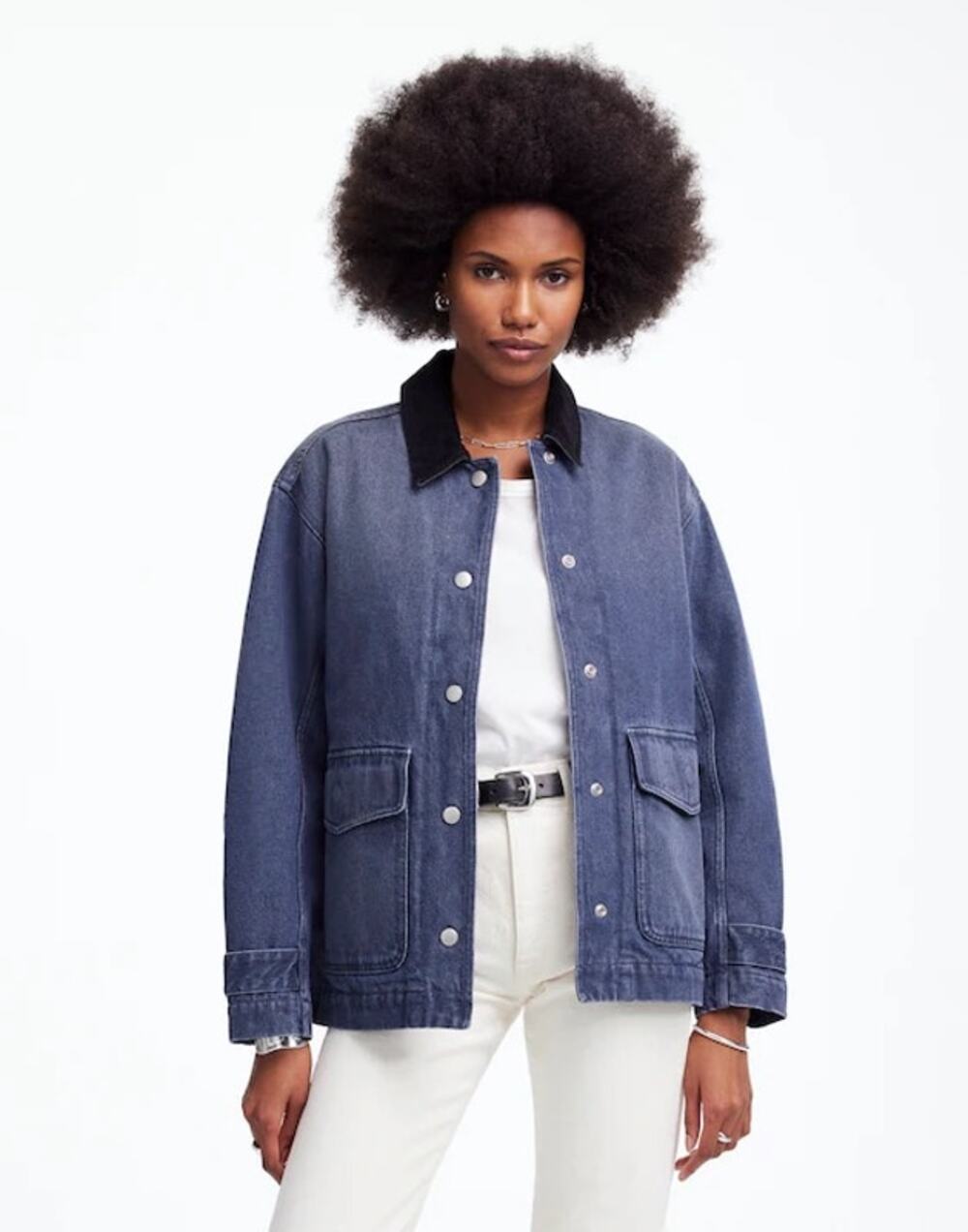 Madewell Denim Chore Jacket Hodgeman Wash Corduroy Collar Size M NWT